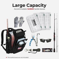Piscifun Fishing Tackle Backpack, Rod & Gear Holder, Water-Resistant | 15L st…
