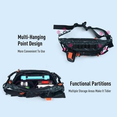 KINGDOM Fishing Waist Pack – Black Water-Resistant Tackle Storage Bag with