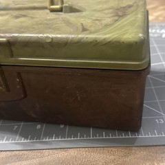 Vintage Brown Green Marbled Bakelite Tackle Or Tool Box 11x4x5 Inch