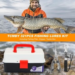 Tcmby 3 Layers Tackle Tackle Included 321Pcs Fishing Lures Kit Contains Pliers