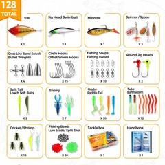 PLUSINNO Fishing Lures, 6.9 x 4.7 x 1.2 inches, 128Pcs Lures Kit