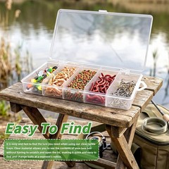 4 Pack 5-Grid Clear Plastic Fishing Tackle Accessory Box Fishing Tackle Storage