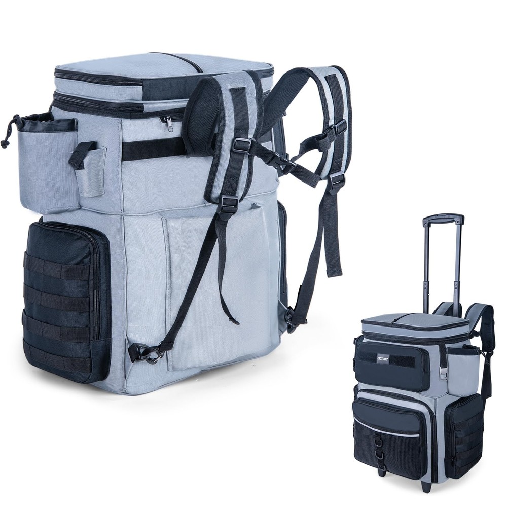 Goture 66L Rolling Tackle Box with Cooler, Gray Large Fishing Bag with Wheels…