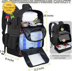 Fishing Tackle Backpack with Cooler,45L Large Tackle Bag with 2 Rod Holders & Cl