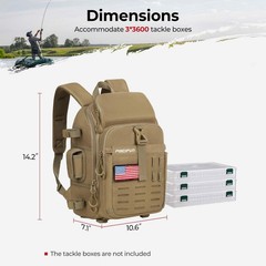 Piscifun Fishing Tackle Backpack, Rod & Gear Holder, Standard, Khaki