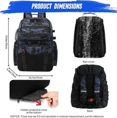 Fishing Backpack, 45L Large Cooler Fishing Tackle bag with Rod Holders & Rain Co