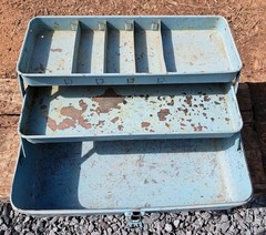 Vintage “My Buddy” Fishing Tackle Box 13″ X 6″ X 6″ 2 Tier See Photos