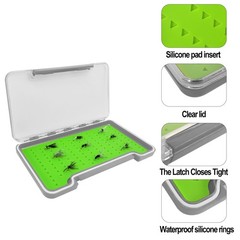 Aventik Waterproof Fly Fishing Box – Slim Silicone Fly Case with Clear ABS Li…