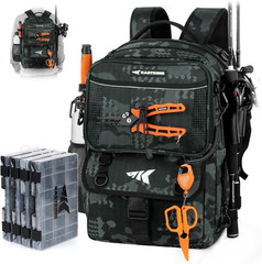 Fishing Tackle Backpack with Removable Bait Binder 50L Capacity Water-Resistant