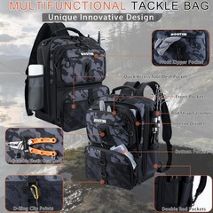 Fishing Backpack with Tackle Boxes and Lures Kit 25L Camouflage Waterproof Gear