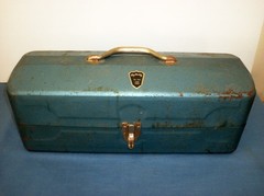 Vintage My Buddy No. 292 Two Tray Blue Steel Fishing Tackle Box