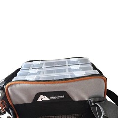 Ozark Trail 3500 Tackle Bag Gray/Black/Orange Shoulder Strap 1 Pocket Plastic