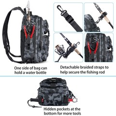 Waterproof Fishing Backpack Sling Tackle Bag Rod Holder Gear Storage Case