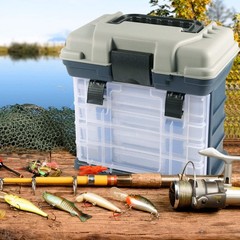 4 Layers Portable Fishing Tackle Box 10×6.7×9.8 Inch Stuff Organizer Storage