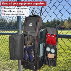 Rolling Baseball Bag,71L Capacity Catchers Gear Bag for 7 Bats with Separate….