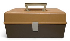 Vintage Plano 5000 Fishing Tackle Box Brown Tan Hard Case Made in USA 13″