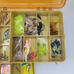 Vintage Plano 3215 Tackle Box Loaded Lot Various Spoons Soft Baits Few Hooks