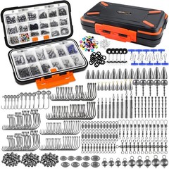 Fishing Tackle Box Kit 264/397pcs – Hooks, Weights, Swivels, Beads & Gear Set