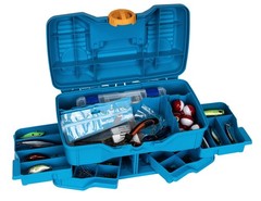 Medium Fishing Tackle Box 14 Inches Plastic Blue Waterproof Storage Organizer