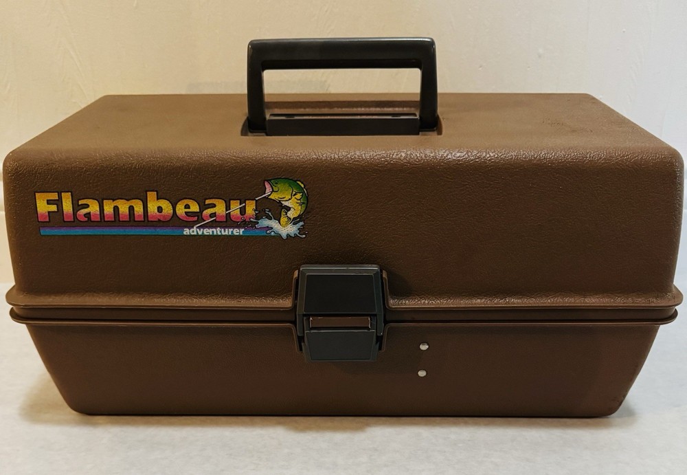 Vintage Flambeau Adventurer 3 Tray Tackle Box – Brown w/ Orange Trays – USA Made