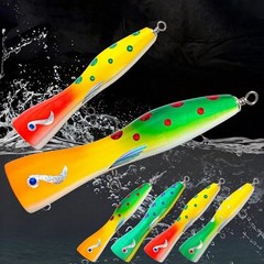 85g Wooden Popper Lure 20cm Deep Concave Lip UV Groove Rattle for Grouper