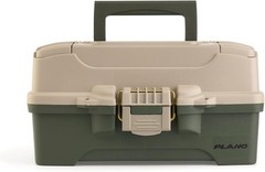 Durable One-Tray Tackle Box in Green/Tan with Rust-Proof Brass Latch for Anglers