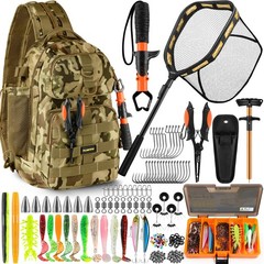 PLUSINNO Fishing Gear,Fishing Backpack Khaki Camo With Net
