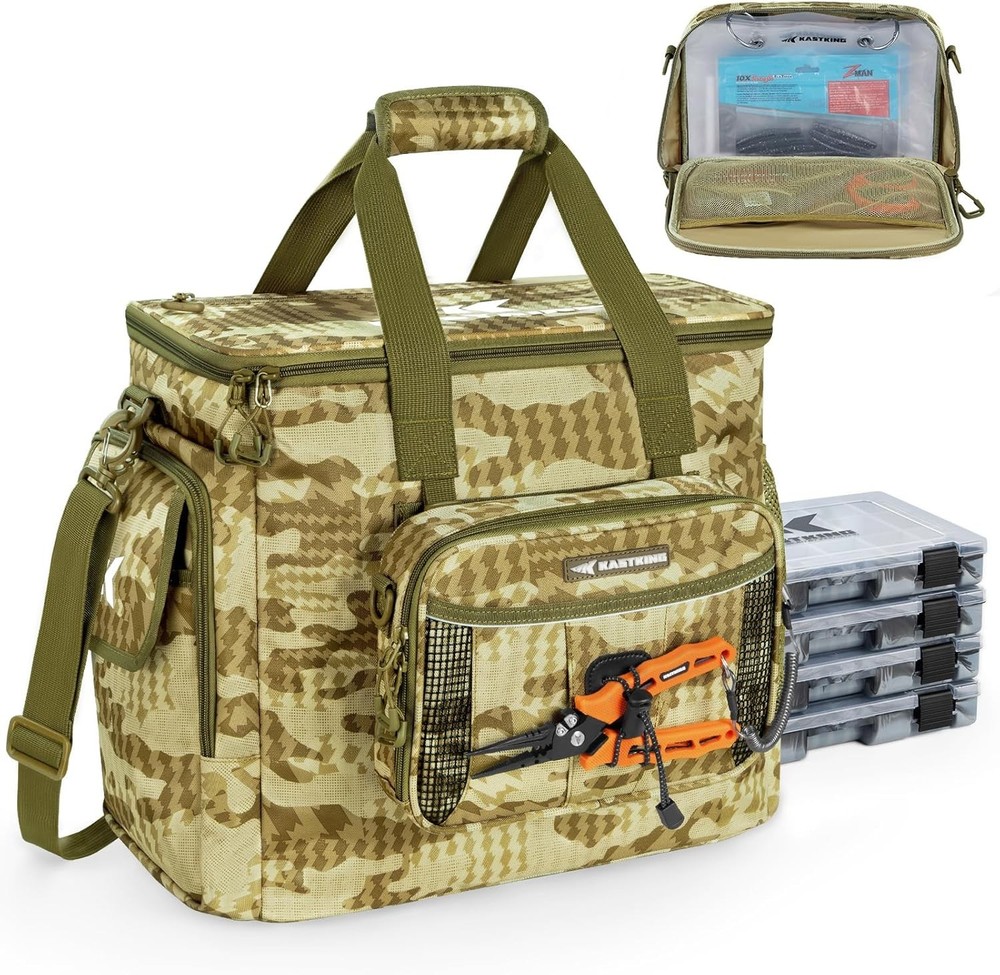 astKing BaitSpace Fishing Tackle Bag With 4 Tackle Boxes and Removable Binder