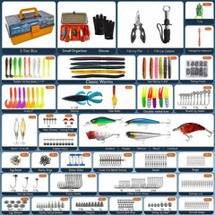 Aqwxc Large 3-Layer Tackle Box with Included, 421Pcs multiple colors