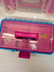 Shakespeare cosmic 27 piece blue and pink kids tackle box