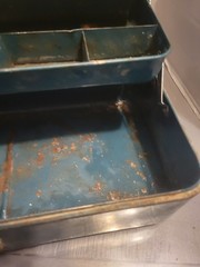 Vintage Union Steel Chest Two Trays Tackle Box Teal Blue
