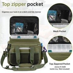 FREEAMG Fishing Tackle Bag – Holds 3400-3600 Size Tackle Boxes (Green) | Fit …
