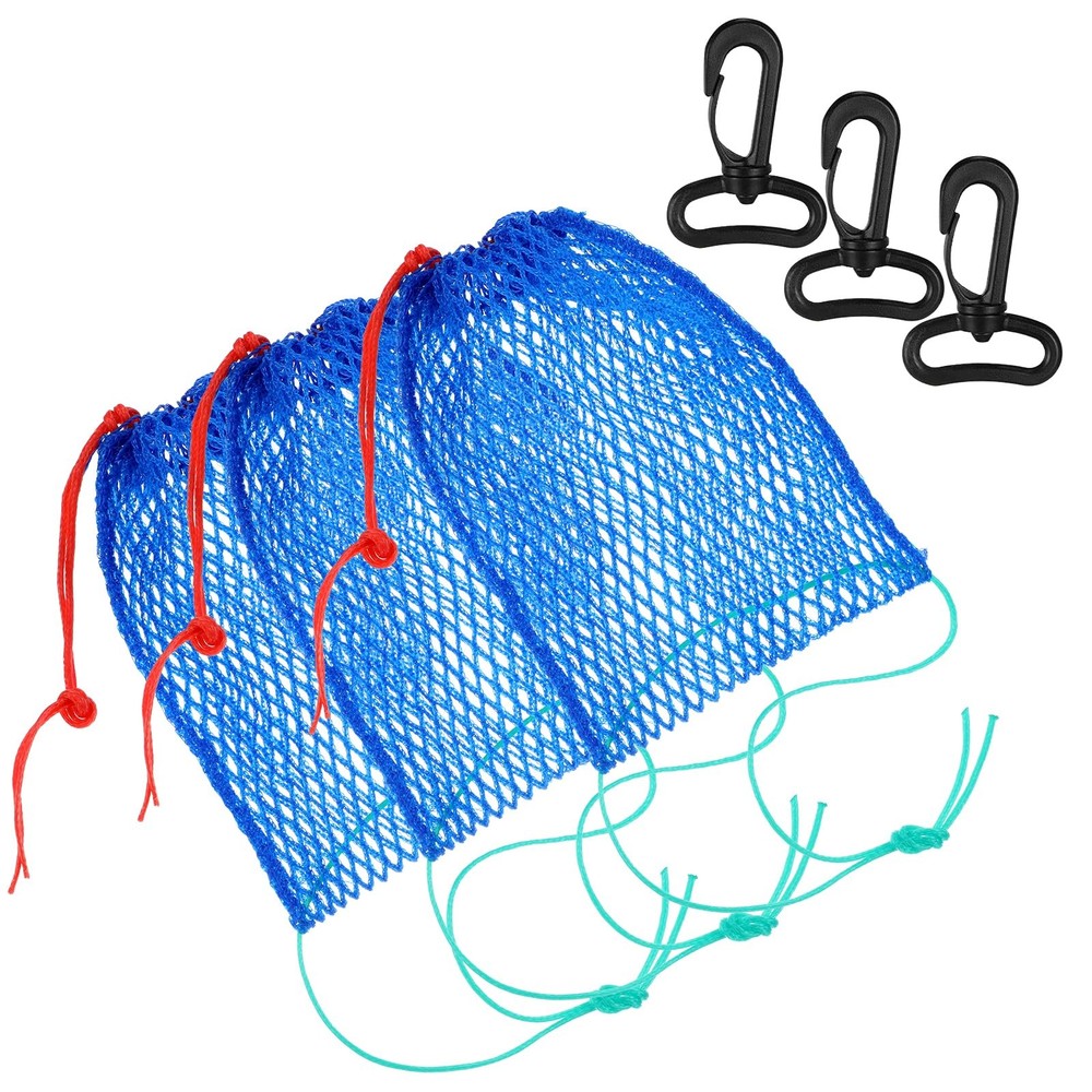 Lemecima 3 Pieces Crab Trap Bait Bags Outdoor Sports 12.5 x 7.3 inch, blue