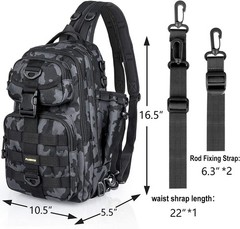 Waterproof Fishing Backpack Sling Tackle Bag Rod Holder Gear Storage Case
