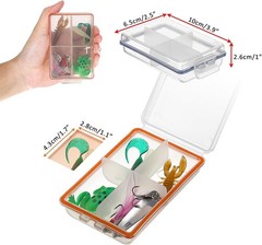 12 Pack Plastic Small Fishing Tackle Box Organizer W/ 4 Compartments Clear Mini