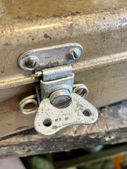 Vintage SWANCO USA Metal Tool Box Hammered Brown Steel Heavy Duty Latch