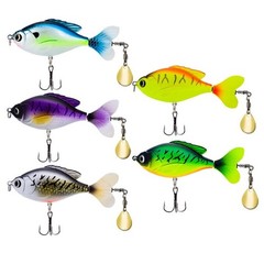 5PCS 9.5cm Topwater Popper Bait with Lifelike Spinner for Bass Fishing