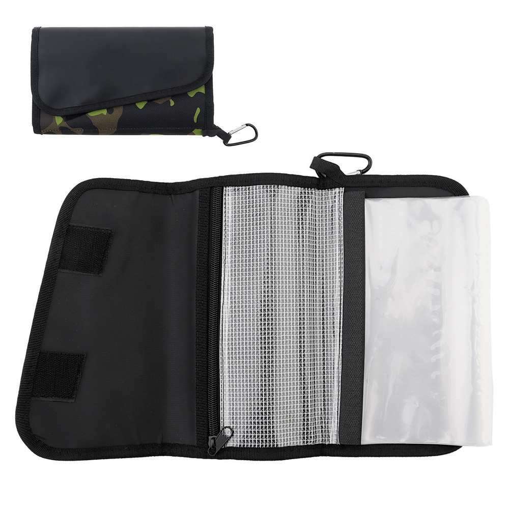 Portable Soft Bait Storage Bag, Nylon Fishing Lure Case with 6 Inner Pockets