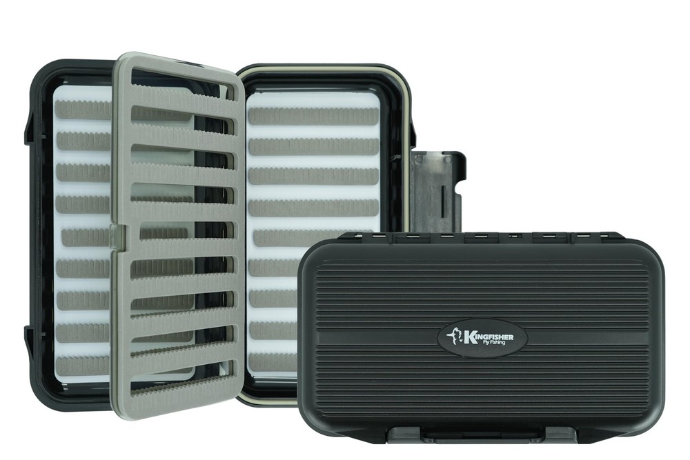 Waterproof Fly Box with Swing Leaf for Large Flies Black