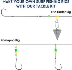 Complete Surf Fishing Kit: 129pcs Tackle Box with Weights, Rigs & Floats