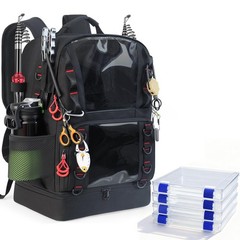Fishing Tackle Backpack with 4 Tackle Boxes,45L Large Tackle Bag with 2 Rod H…
