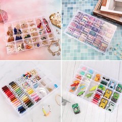 Elegant 36-Compartment Bead Storage Box, Clear with Customizable Dividers