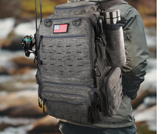 Fishing Backpack, Fishing Tackle Backpack with Rod Holders for 4 Boxes (Box Not