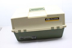 Vintage Large Beige/Green PLANO 8606 Tackle Box 2-Sided 6-Trays Clean
