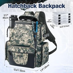 Fishing Backpack with 2 Rod Holders & 4 Tackle Boxes, Large Storage Bag, Rain Co