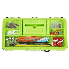 Wakeman 55 Piece Fishing Tackle Box Kit Lime Green