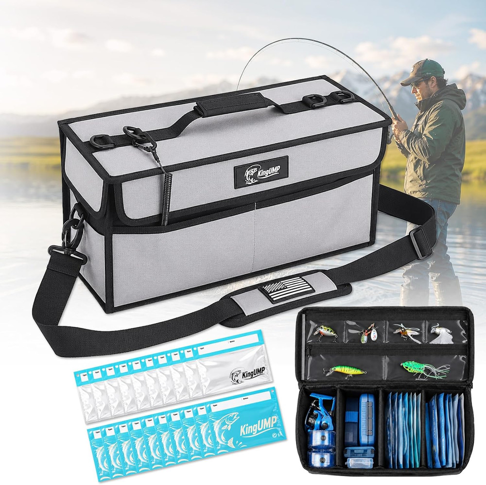 Fishing Tackle Bag for Soft Plastic Storage – Bait Binder with 20 Soft Bait
