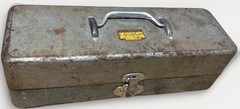 VTG Large Two-Tone Metal Grip-Loc Gray Blue Tackle Box Walton Products USA 18”L