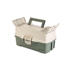 Plano Two-Tray Tackle Green/Tan Rust-Proof Brass Latch Top-Access Tray Deep
