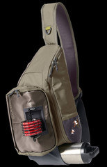 Orvis Nylon Sling Pack Fishing Tackle Bag, 2 Pockets, Green/Gray MPN 25FR